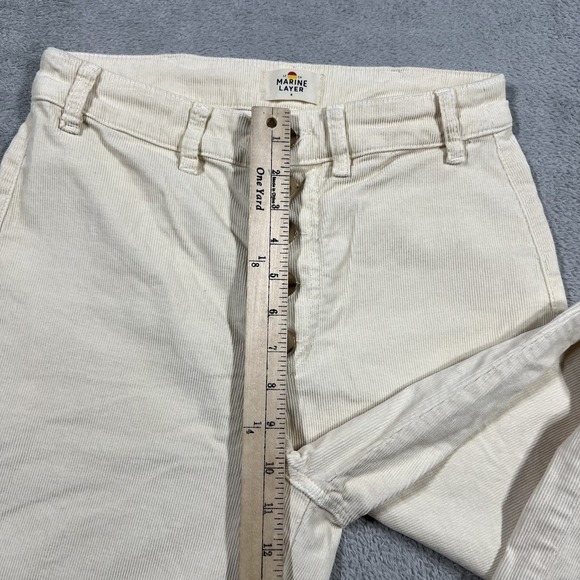 Marine Layer Corduroy Pants Womens 8 Wide Leg Cream Button Fly High Rise - Picture 6 of 14